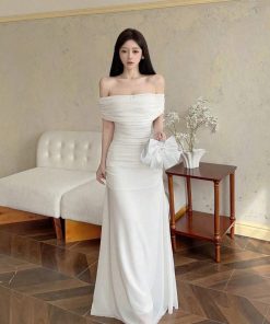 Elegant Off-Shoulder Ruched Bridal Gown
