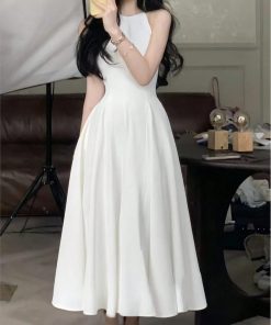 Minimalist Sleeveless A-Line Midi Dress