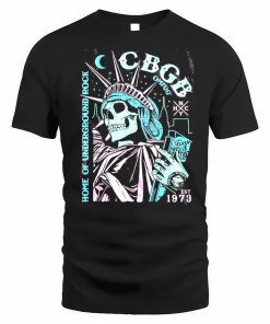 New York Nightlife CBGB Rock Band Skull Liberty Punk Art Concert Gift Underground Merch Shirt